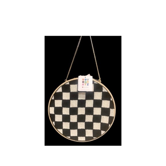 Novogratz Black/White Check Beaded Courtly
Woven Hanging Wall Decor 12.5" NWT - Picture 2 of 4